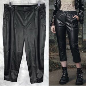 NWT BCBGeneration Trouser Cropped Capri Pants Vegan Faux Leather 90s Black L